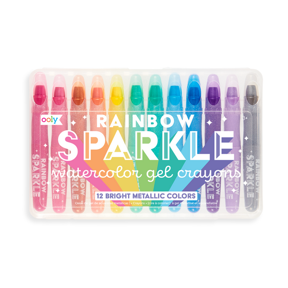 Rainbow Sparkle Watercolor Gel Crayons - Set of 12 彩虹閃光水彩凝膠筆 (12色）