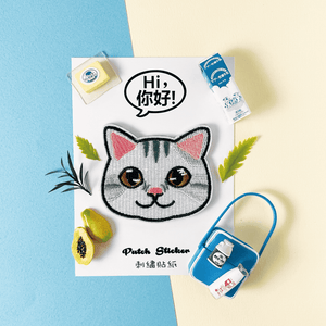 Embroidery Sticker - Little White Cat 刺繡貼紙 - 小白貓