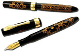 Hand Engraved Black Hard Resin Fountain Pen, 18ct gold plated details 手工雕刻黑樹脂墨水筆，18ct鍍金筆尖