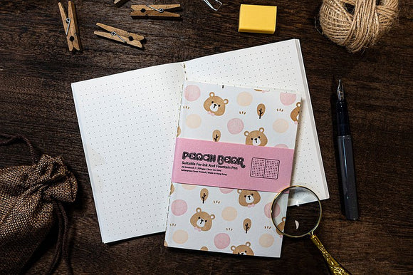 A6 Letterpress Notebook  | A6活版記事小本 - Peach Bear (Dotted)