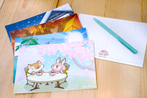 Four Seasons Illustration Printed Postcard 春夏秋冬四季插畫名信片