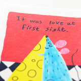 Love at First Sight Postcard 第一眼就愛上老鼠明信片