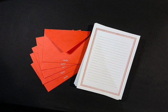 Letterpress Western Letter Writing Set (Orange) | 活版印刷西式信紙信封套裝 (橙色)