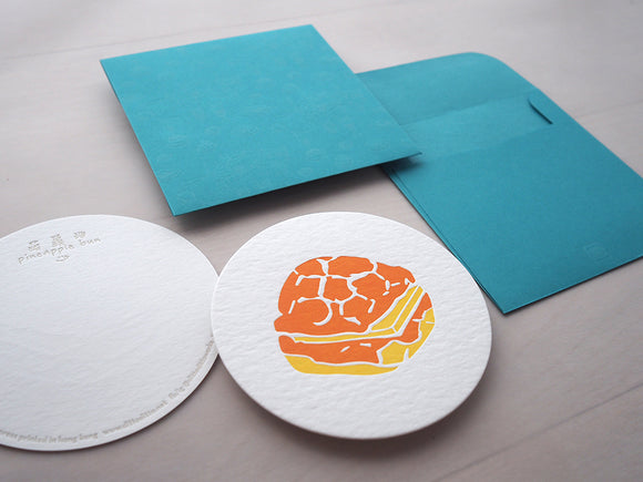 Letterpress Food Notecard - Pineapple Bun