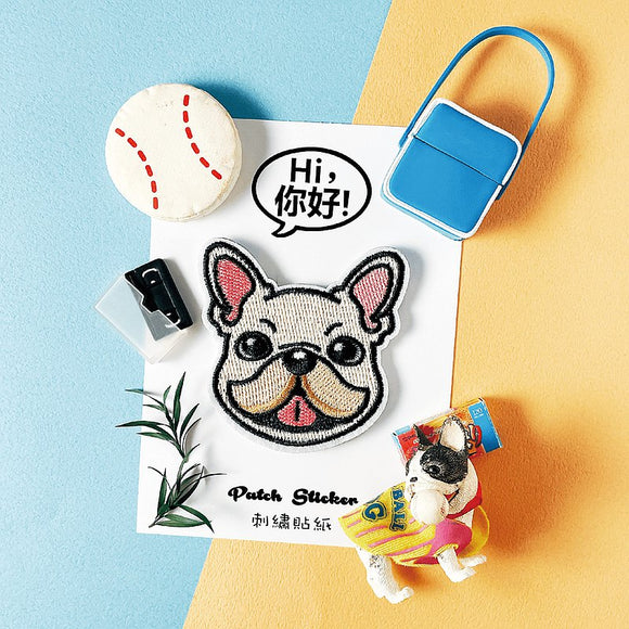 Embroidery Sticker - French Bulldog 刺繡貼紙 - 法鬥