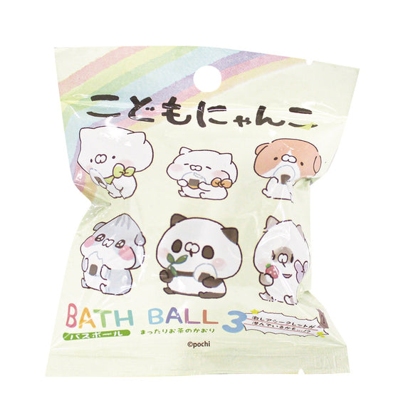 Kodomo Nyanko Bath Ball 3 (Green Tea Favor) | Kodomo Nyanko 貓咪好朋友沐浴球 3 (綠茶味)
