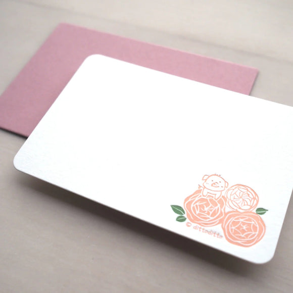 Piggy & Roses Mini Card