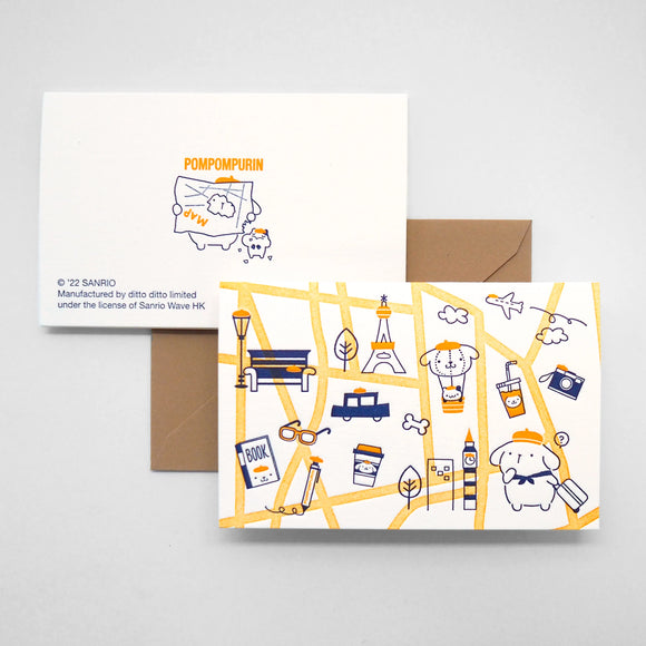 Sanrio Letterpress Pattern Card - PompomPurin